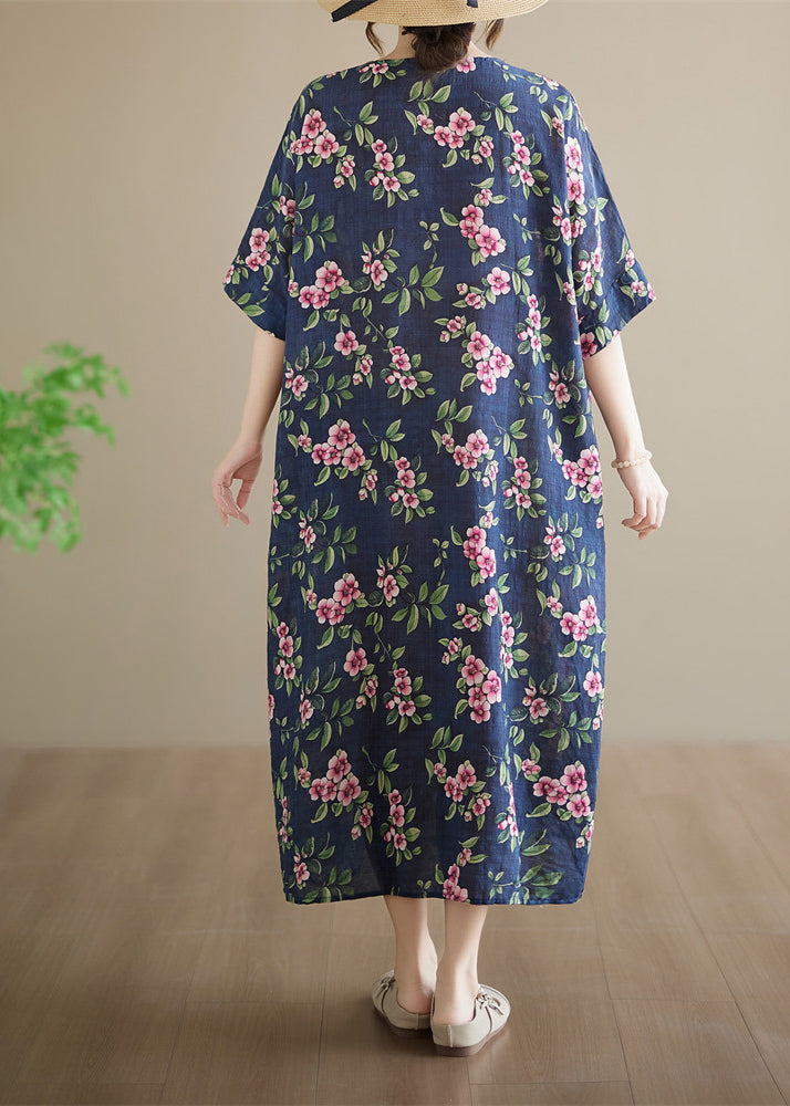 Dam Maxiklänning Med O-ringning och Mönster Plus Size 4