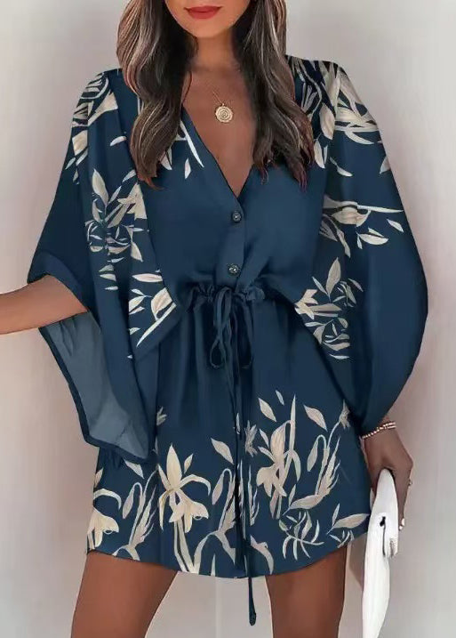 Dam Mini Klänning Cinched Mönster Batwing-ärm 1