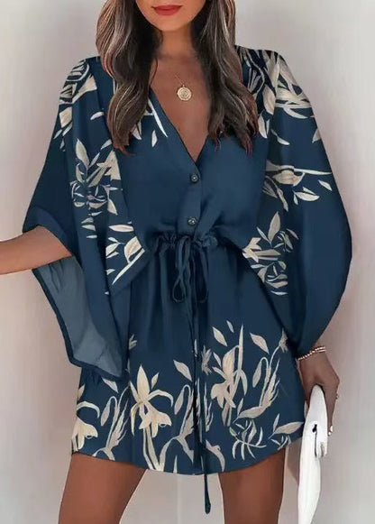 Dam Mini Klänning Cinched Mönster Batwing-ärm 1