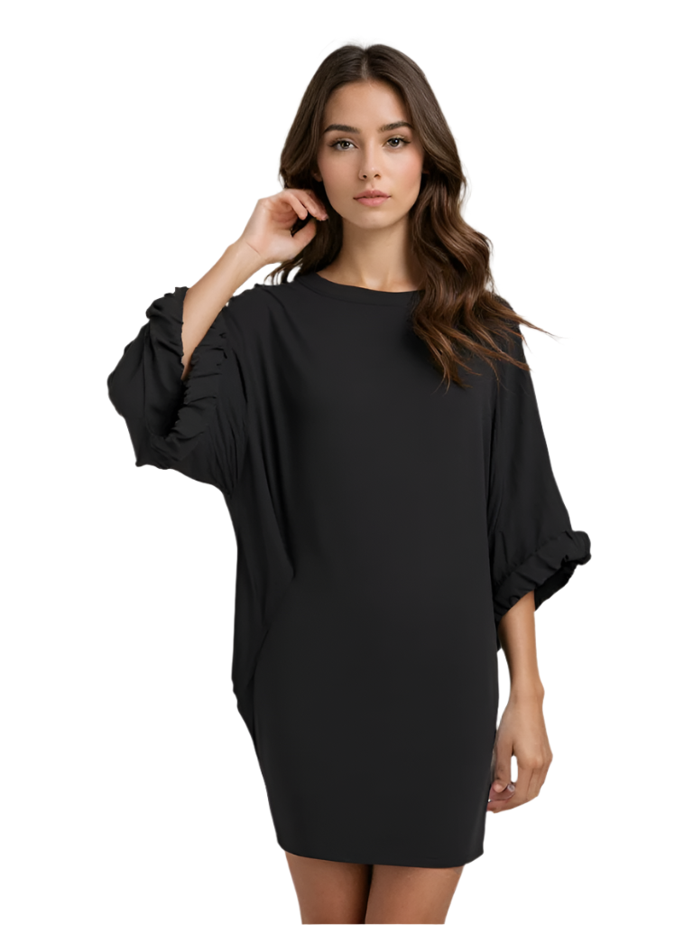 Dam Oversized Klänning Rund Halsringning Mjuk Tyg 0