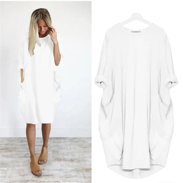 Dam Oversized Klänning Rund Halsringning Mjuk Tyg 14