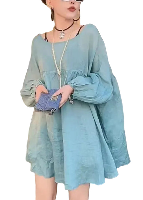 Dam Oversized Skjorta med O-ringad Hals och Spetsdetaljer 0