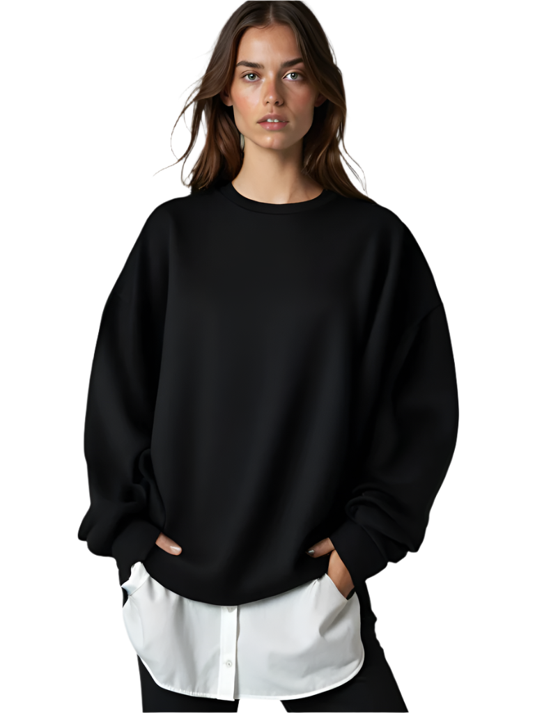 Dam Oversized Tröja Minimalistisk Mjuk Textil 0