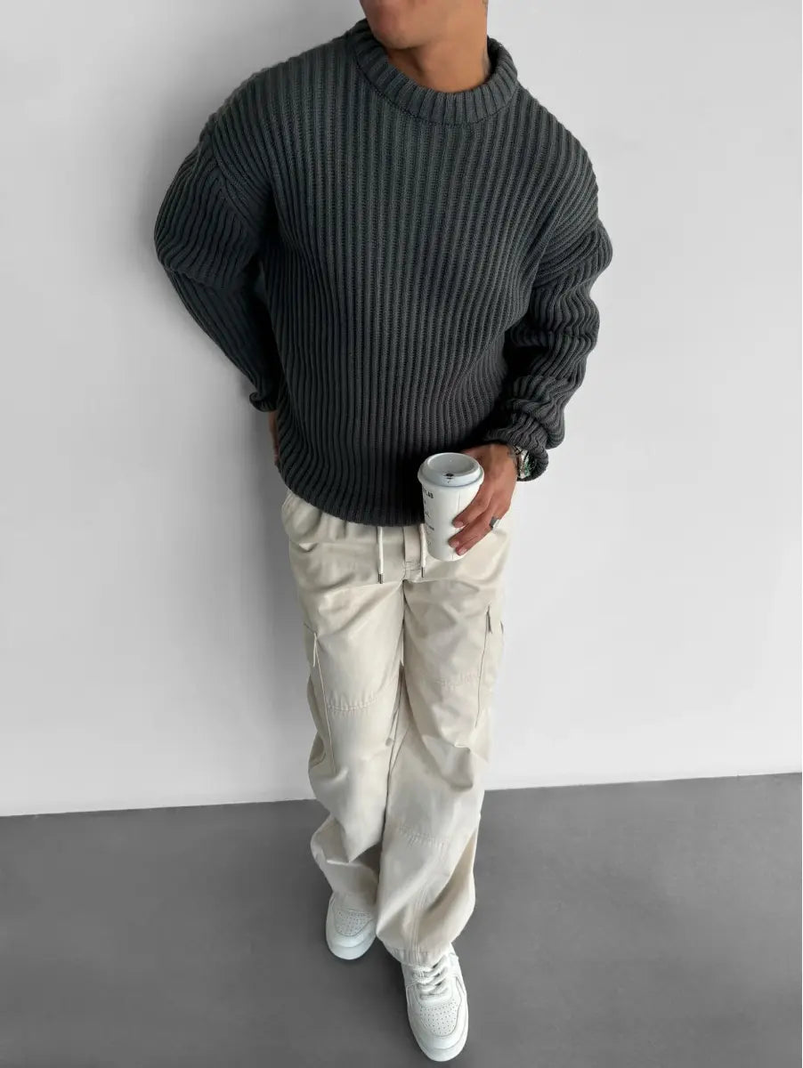 Dam Oversized Tröja Tungstickad 2