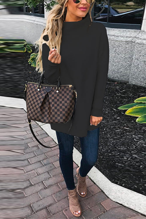 Dam Oversized Tröja med Mockneck och Fallande Axlar 7