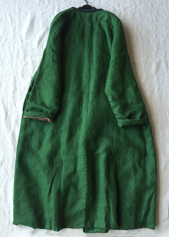 Dam Parka i Grön V-ringad Design med Knappar 3