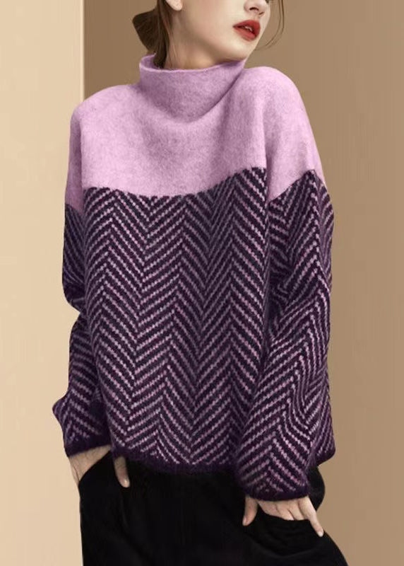 Dam Pullover med Hög Krage i Kaki 6