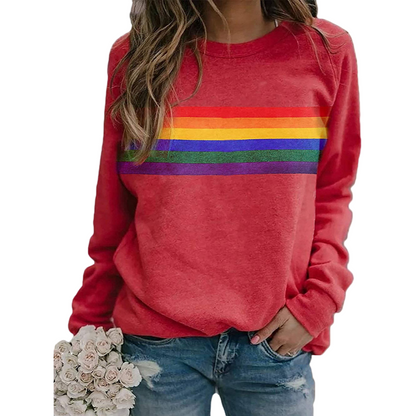Dam Pullover med Regnbågsrandig Design 0