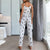 Dam Pyjamas Set Fjärilstryck Satin Mjuk Komfort 1