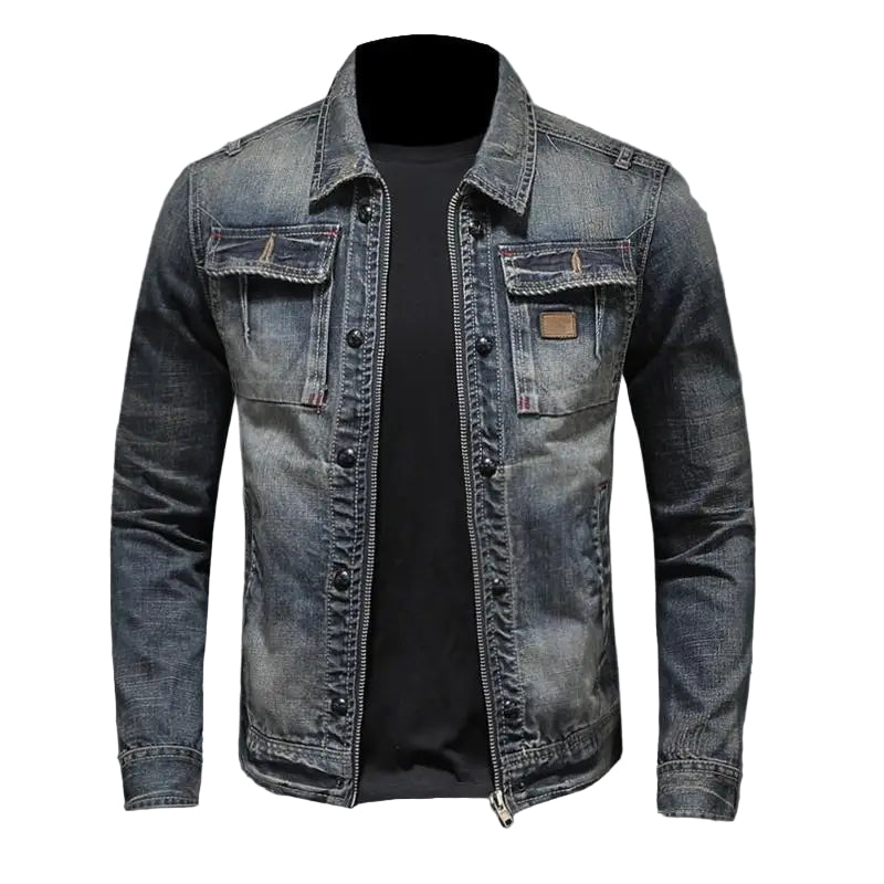 Dam Retro Denimjacka med Klassisk Stil 0