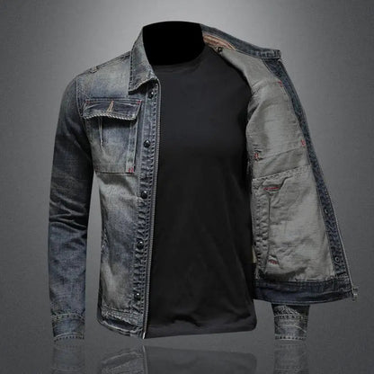 Dam Retro Denimjacka med Klassisk Stil 1