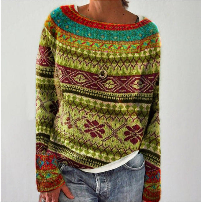 Dam Retro Pullover Klassisk Stil Material 2