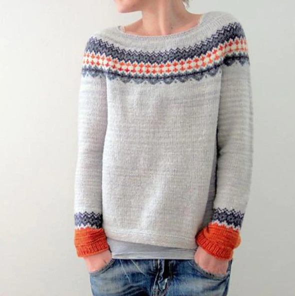 Dam Retro Pullover Klassisk Stil Material 3