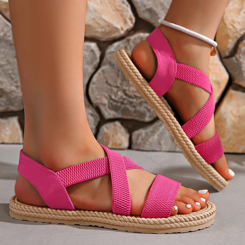 Dam Sandaler Boho Stil Vävda med Halkfri Sula 3