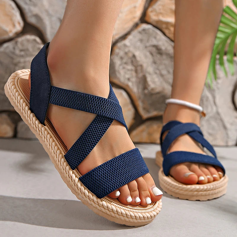 Dam Sandaler Boho Stil Vävda med Halkfri Sula 5
