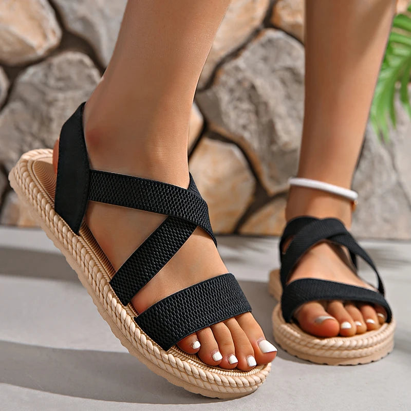 Dam Sandaler Boho Stil Vävda med Halkfri Sula 6