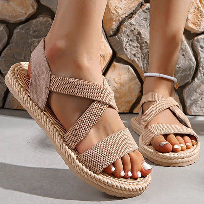 Dam Sandaler Boho Stil Vävda med Halkfri Sula 8