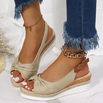 Dam Sandaler Espadrilles med Spänne och Knutdetalj 3
