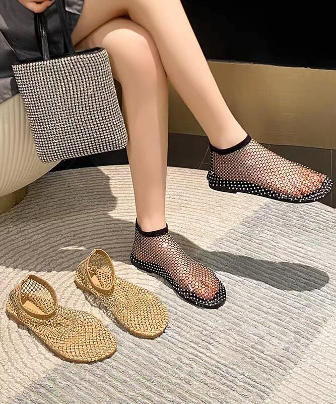 Dam Sandaler Med Mesh Detaljer och Platt Sula 0