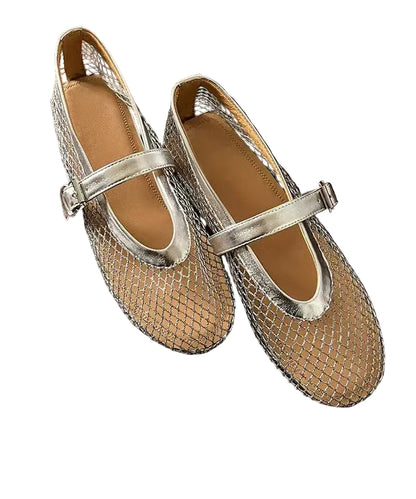 Dam Sandaler Platta Med Spänne och Ihålig Design 0