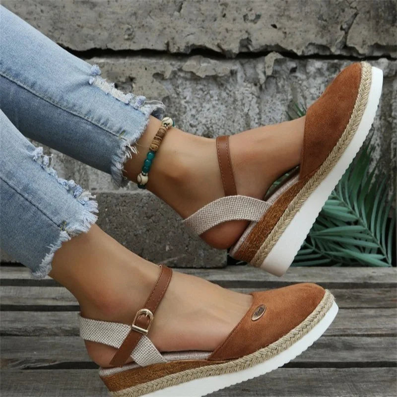 Dam Sandaler Stängd Tå Design med Hög Klack 4