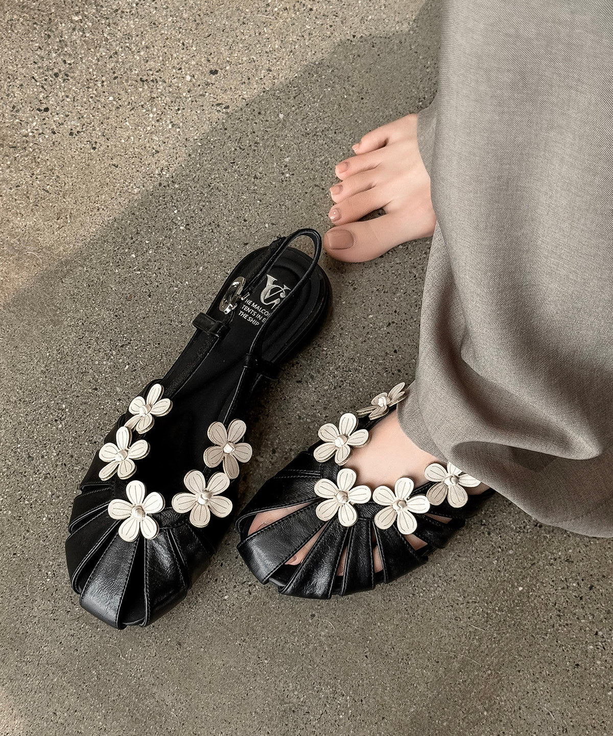 Dam Sandaler med Blommönster och Ihåligt Design 1