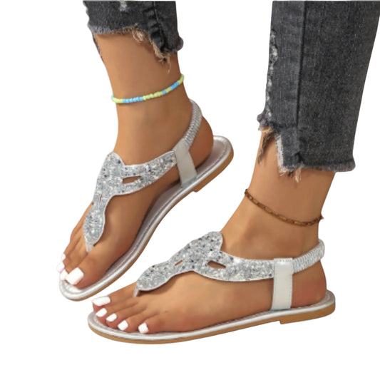 Dam Sandaler med Kristaller, Justerbara Remmar och Ergonomisk Design 0