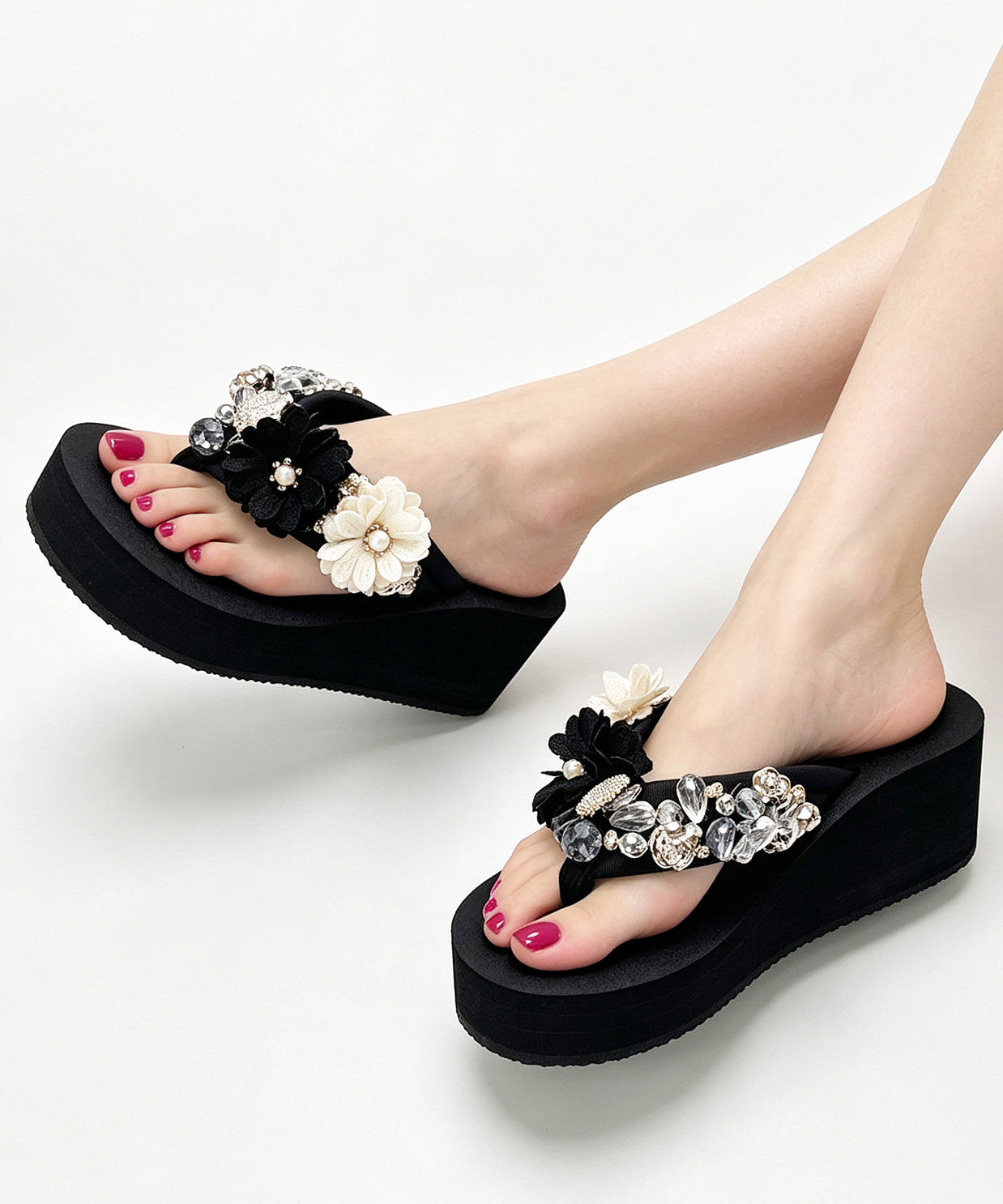 Dam Sandaler med Plattform och Blomdetalj 3