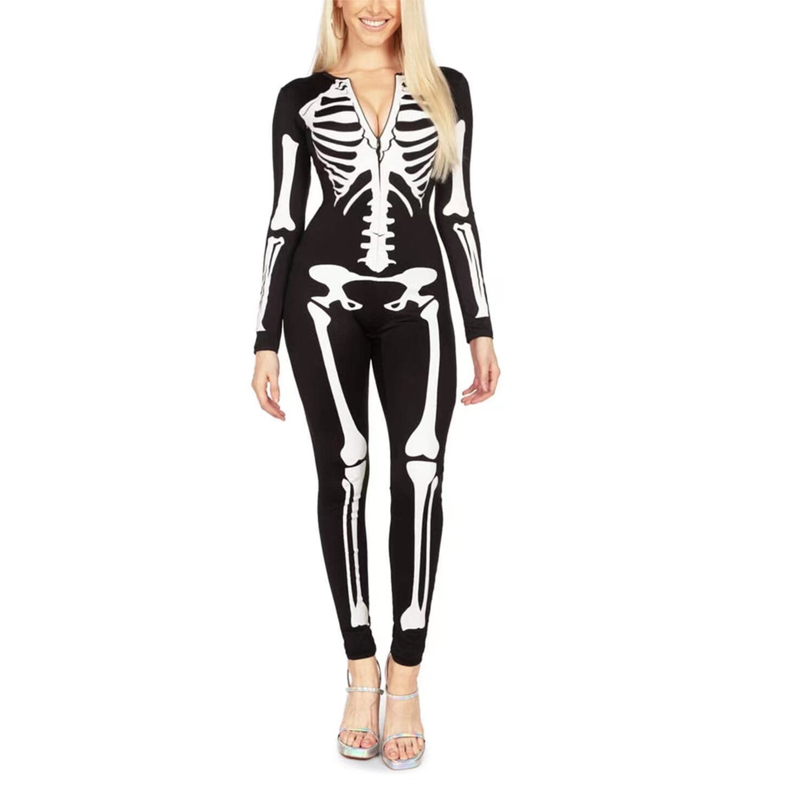 Dam Skelettkostym Halloween Polyester Kroppsnära Design 0