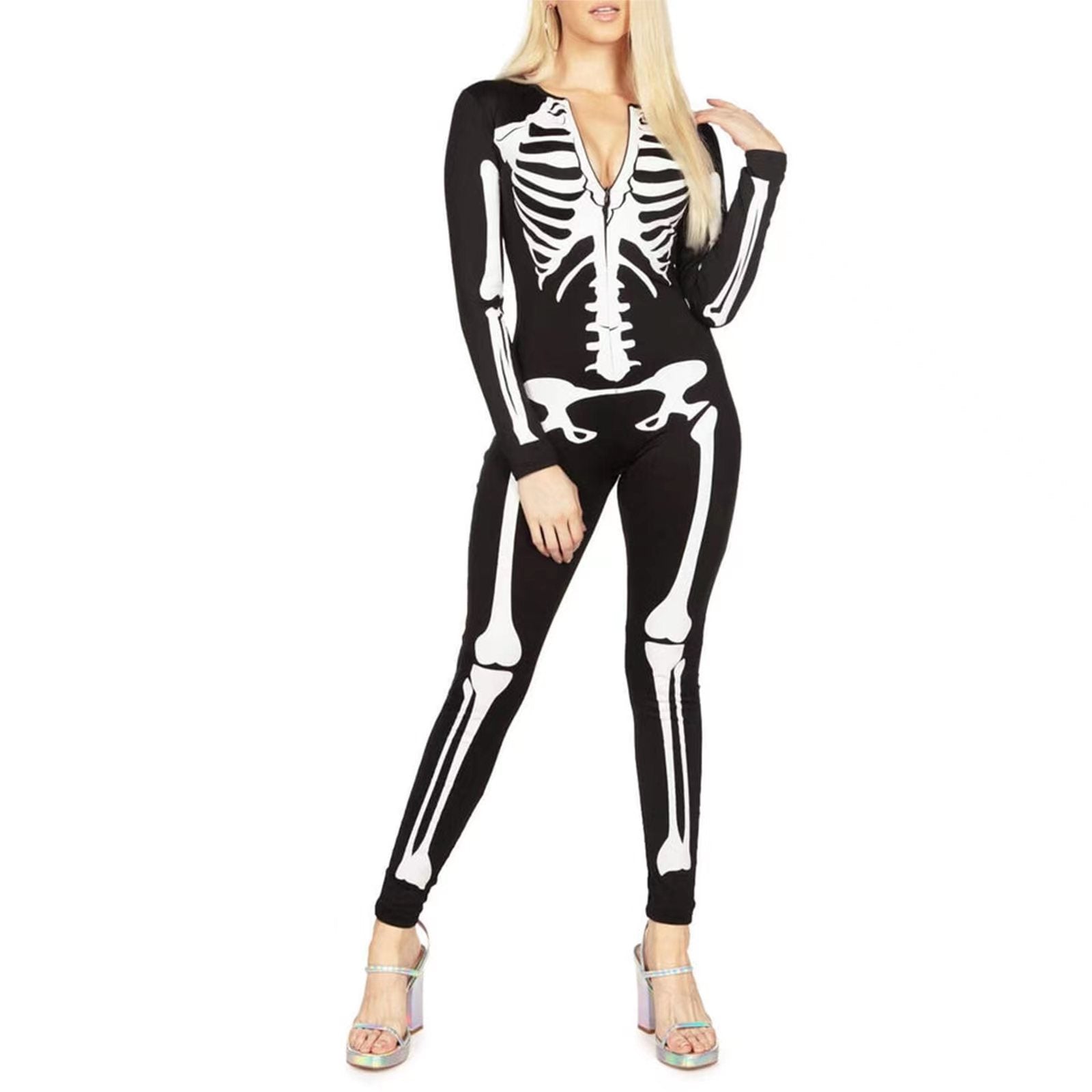 Dam Skelettkostym Halloween Polyester Kroppsnära Design 1