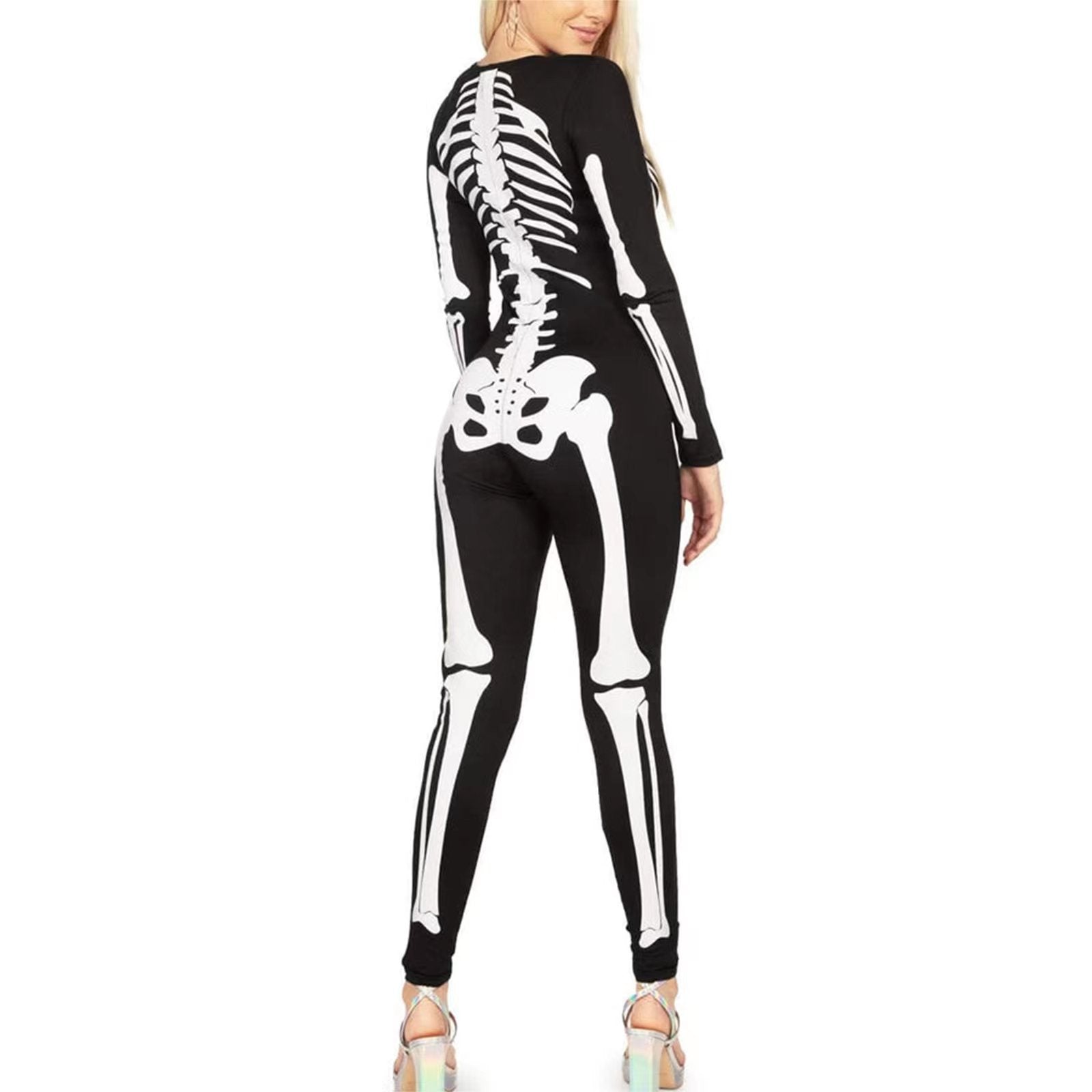 Dam Skelettkostym Halloween Polyester Kroppsnära Design 2