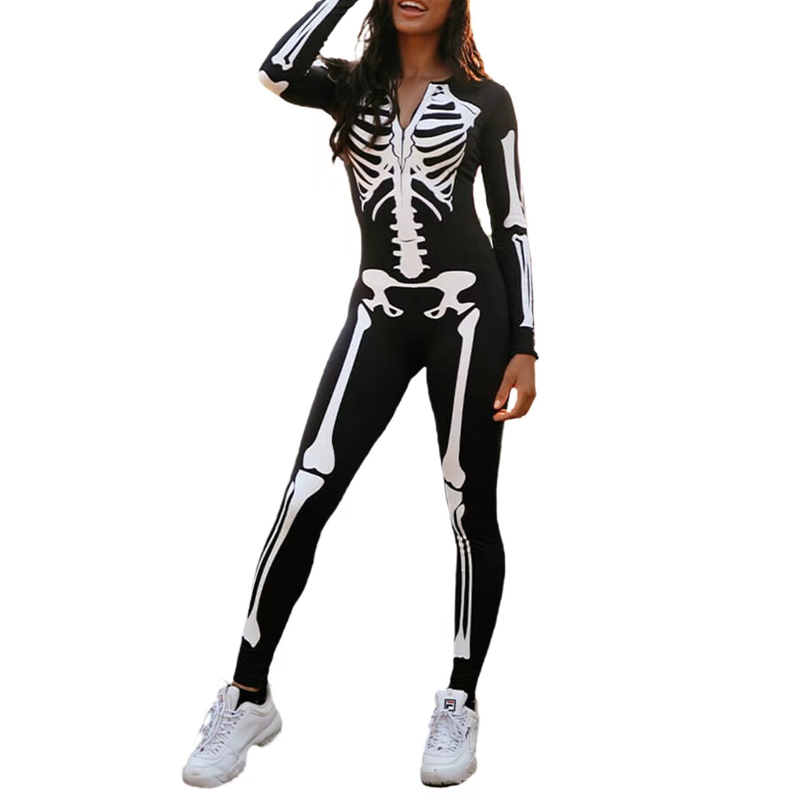 Dam Skelettkostym Halloween Polyester Kroppsnära Design 3