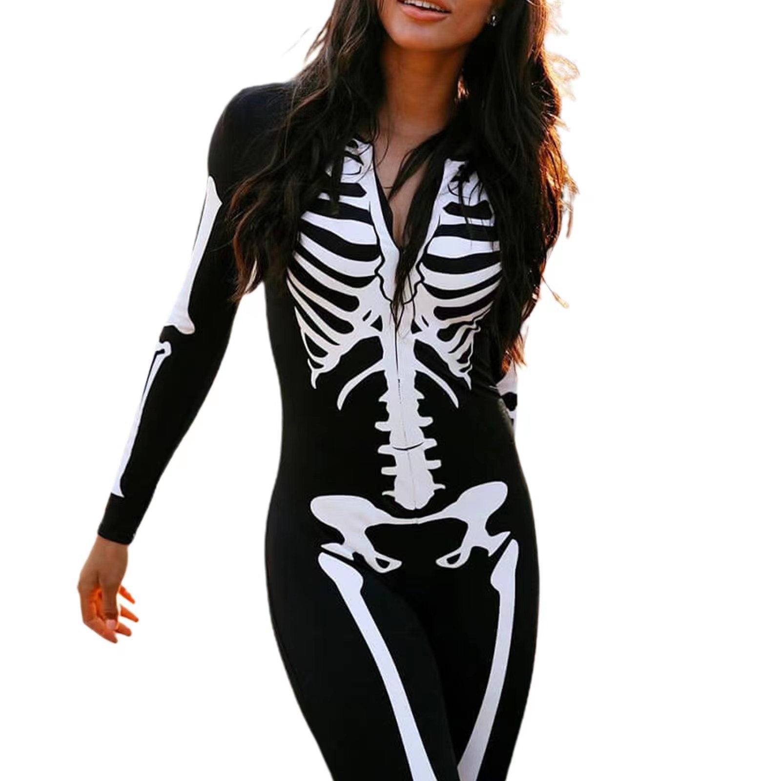 Dam Skelettkostym Halloween Polyester Kroppsnära Design 4