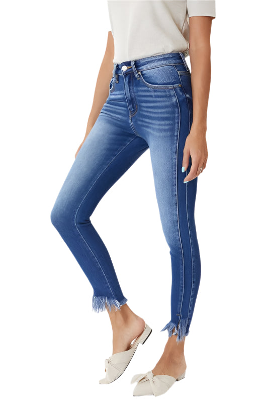 Dam Skinny Jeans Hög Midja med Detaljerad Söm 0