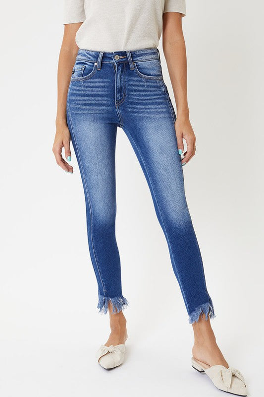 Dam Skinny Jeans Hög Midja med Detaljerad Söm 1
