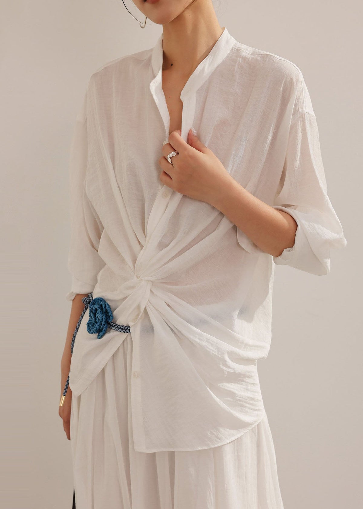 Dam Skjorta Asymmetrisk Design Sommarstil 1