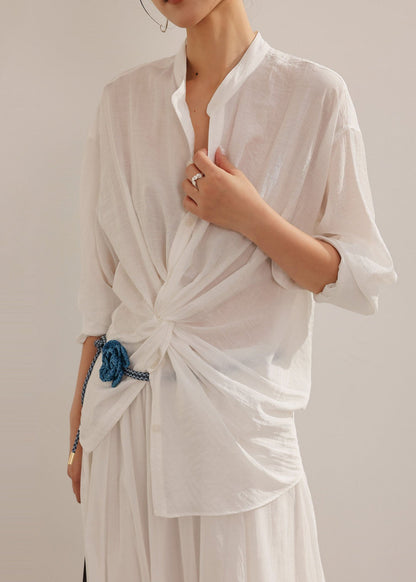 Dam Skjorta Asymmetrisk Design Sommarstil 1