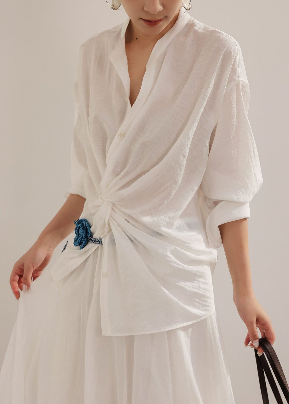 Dam Skjorta Asymmetrisk Design Sommarstil 2