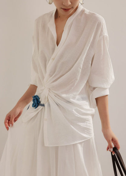 Dam Skjorta Asymmetrisk Design Sommarstil 2