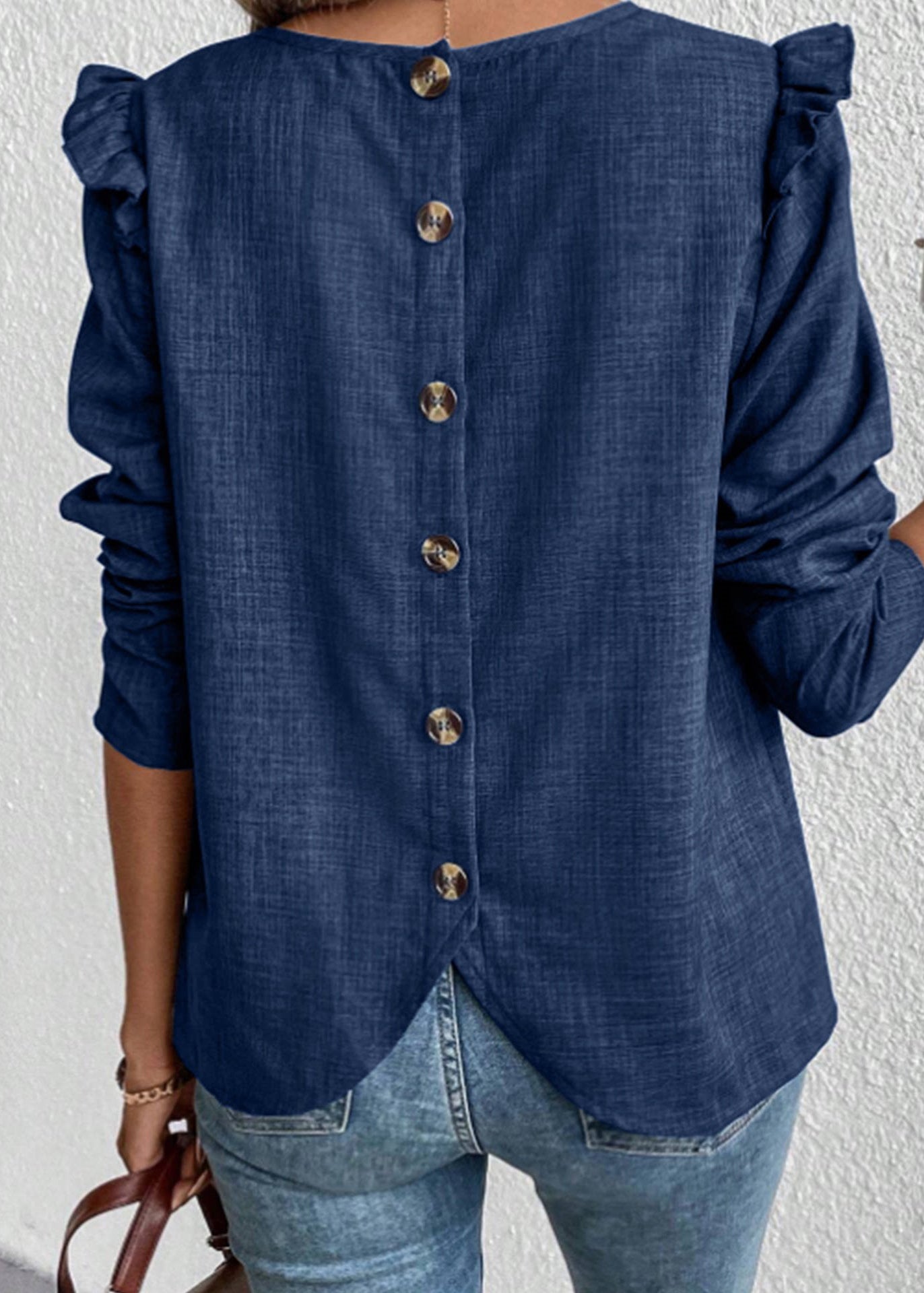 Dam Skjorta Långärmad Patchwork Stil 3