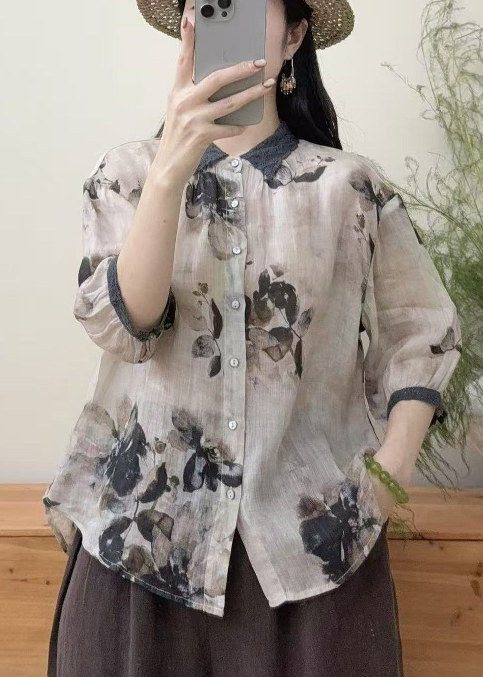 Dam Skjorta Oversized Med Tryck 1