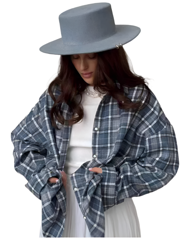 Dam Skjorta Oversized Rutig Bomull 0