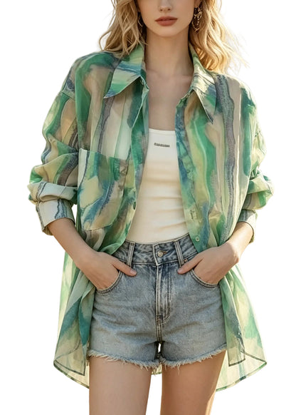 Dam Skjorta Oversized Tie Dye Casual 0