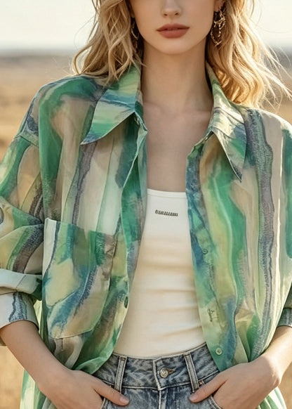 Dam Skjorta Oversized Tie Dye Casual 1