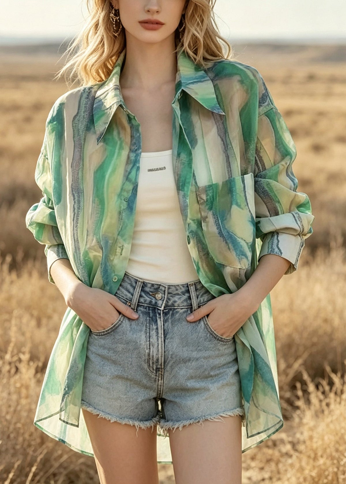 Dam Skjorta Oversized Tie Dye Casual 2