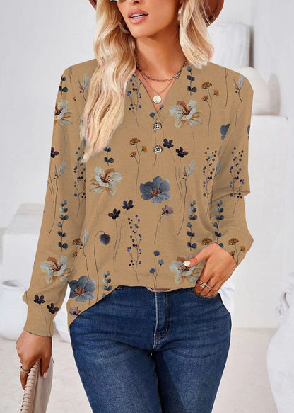 Dam Skjorta V-ringad Långärmad Plus Size 1