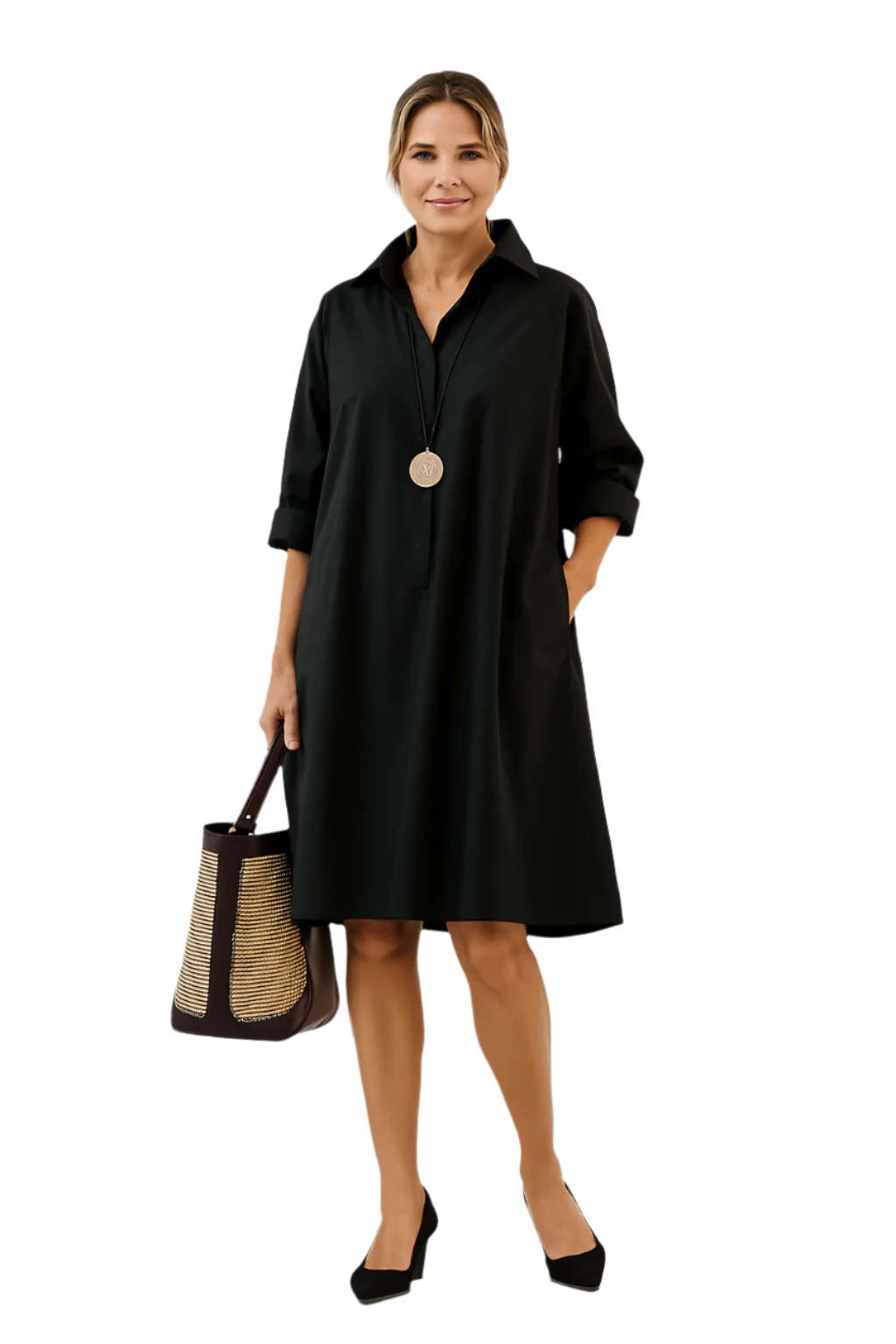 Dam Skjortklänning Lång Oversize i Bomull 0