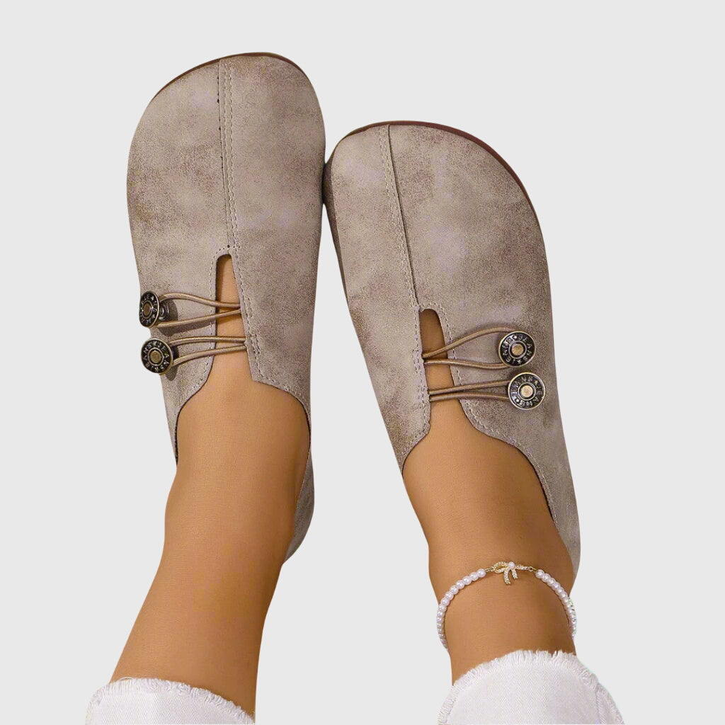 Dam Skor Slip-On Flats Med Dekorativ Knappdetalj 2