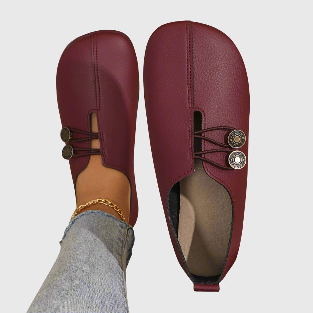 Dam Skor Slip-On Flats Med Dekorativ Knappdetalj 4