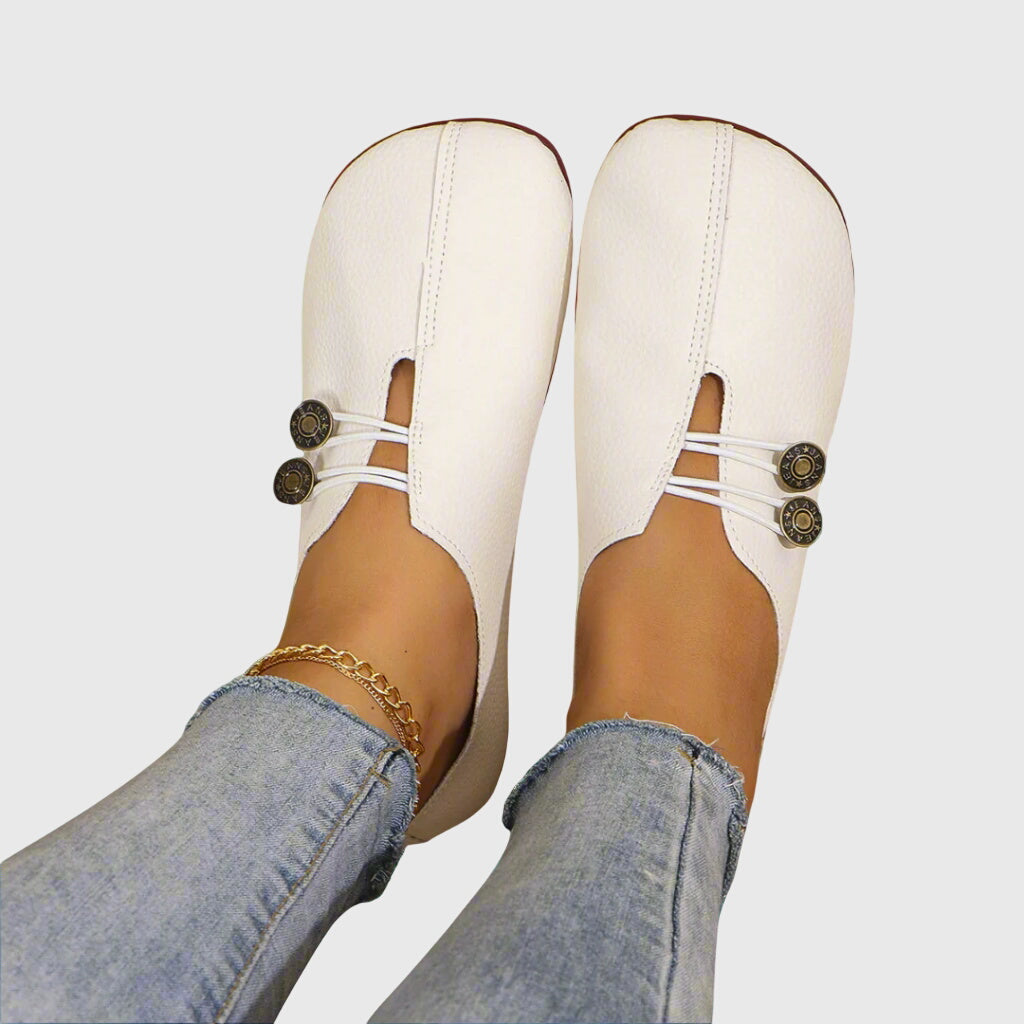 Dam Skor Slip-On Flats Med Dekorativ Knappdetalj 5